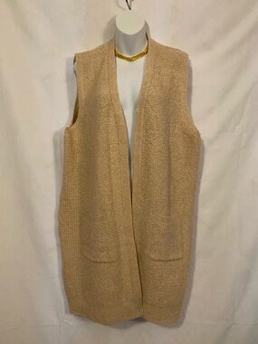Textured Tan Bouclé Open Vest